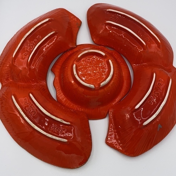 Vintage USA California Pottery Chip & Dip Set Fall Holiday Display Center Piece - Picture 8 of 9